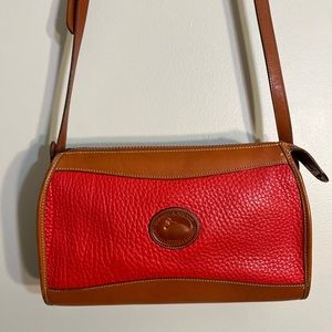 Vintage Dooney & Bourke pebble stone red and tan leather shoulder purse